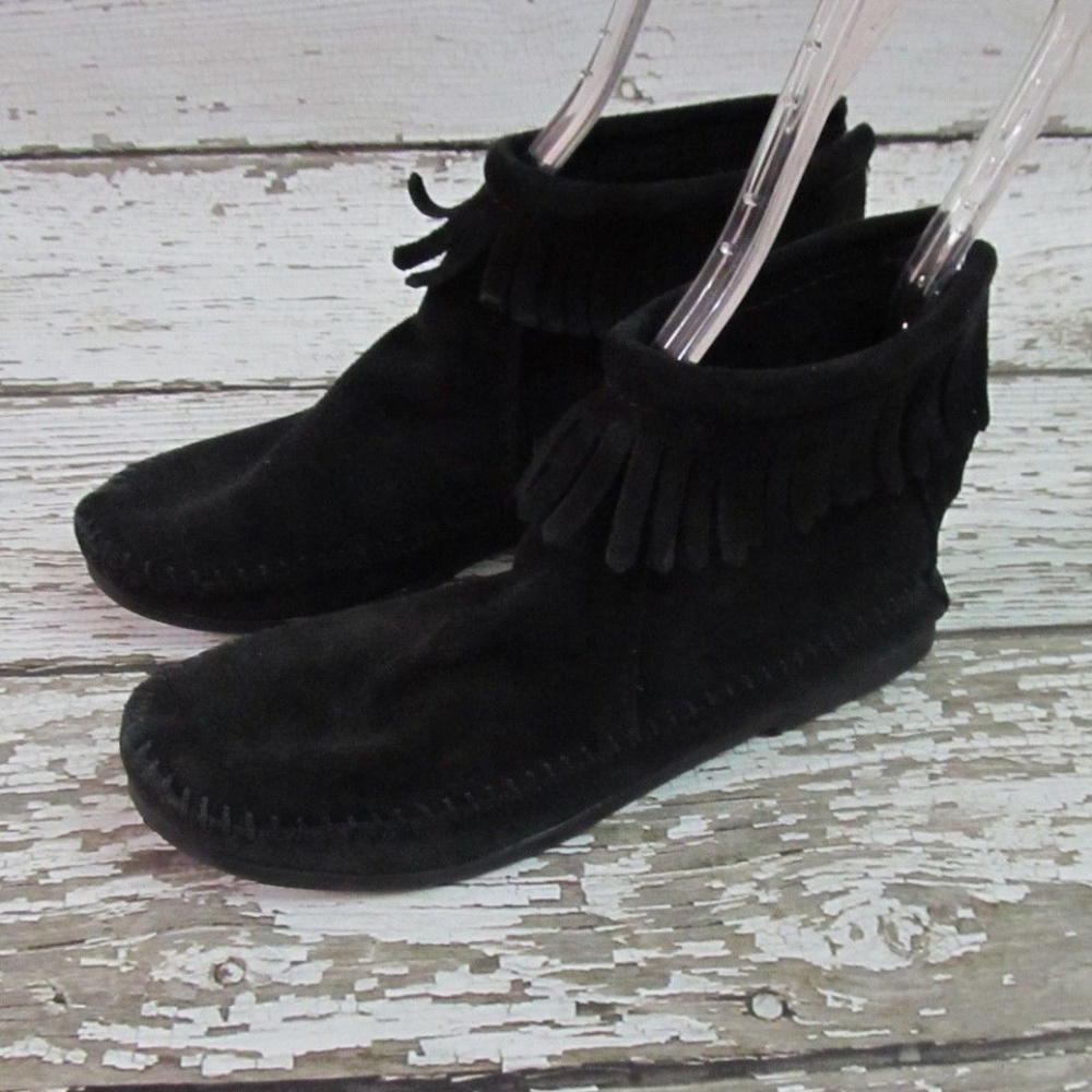 Minnetonka Black Suede Ankle Boot
